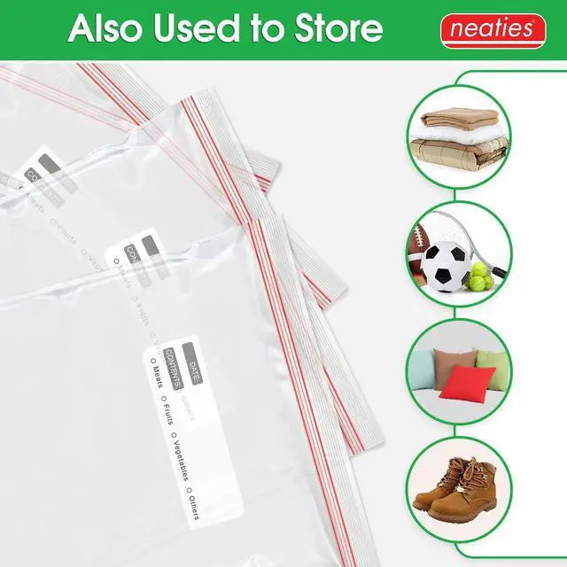 Alt view image 6 of 6 - 5 Gallon Resealable Bags Heavy Duty Jumbo Freezer Bags with Dual Zipper 18x24" Extra Large with Writable Space for Kitchen or Home Storage BPA-Free Food Grade Plastic 14 Pack