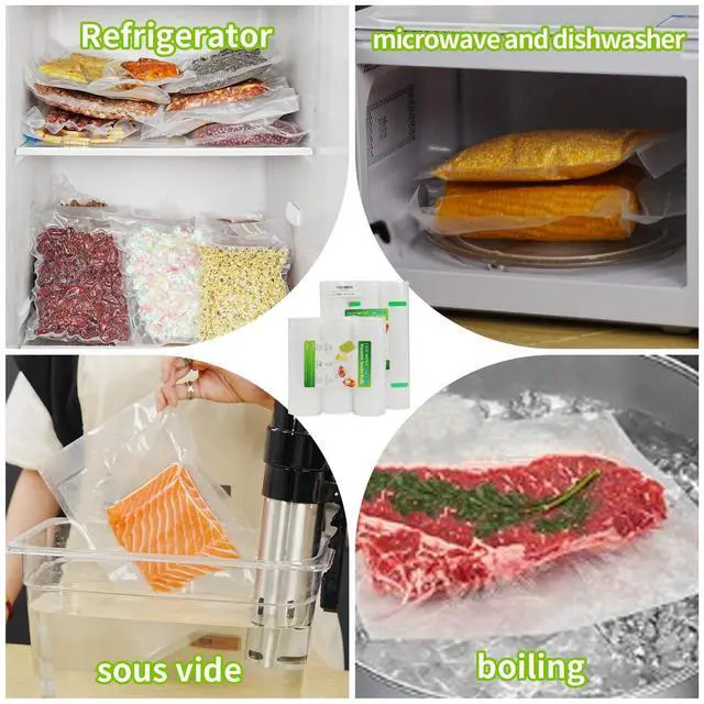 Alt view image 4 of 6 - Vacuum Sealer Bags for Food, 11''X20' (3 Rolls) BPA Free Food Saver Bags for Sealer, Customized Size Vacuum Storage Bags for Sous Vide or Meal Prep