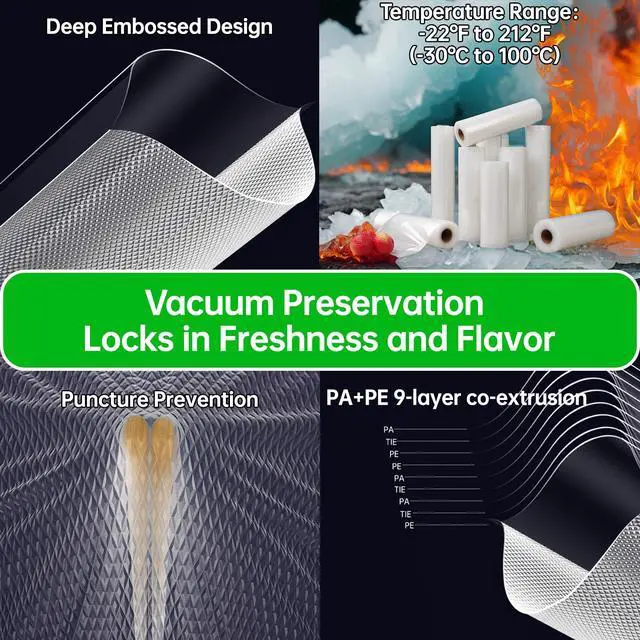Alt view image 5 of 6 - Vacuum Sealer Bags for Food, 11''X20' (3 Rolls) BPA Free Food Saver Bags for Sealer, Customized Size Vacuum Storage Bags for Sous Vide or Meal Prep