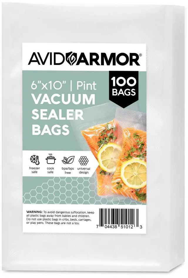 Main image of Food Vacuum Sealer Bags 100-Pack, 6x10 Pint Freezer Bags