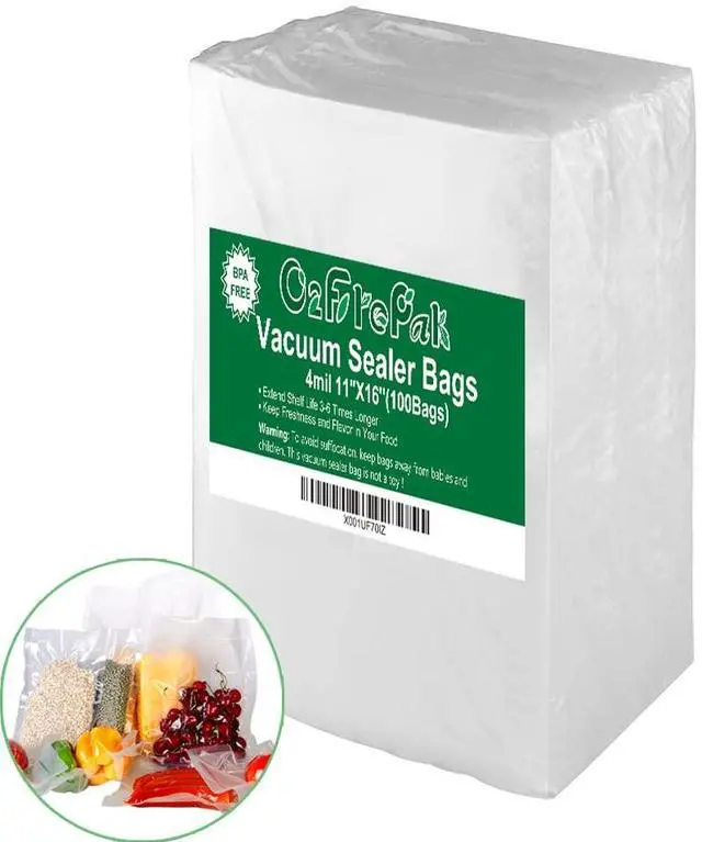 Main image of 100 Gallon Size 11" x 16" 4mil Thick Vacuum Sealer Bags with BPA Free and Puncture Prevention,Vacuum Seal Freezer Bags,Great for Sous Vide Vaccume Sealer PreCut Bags