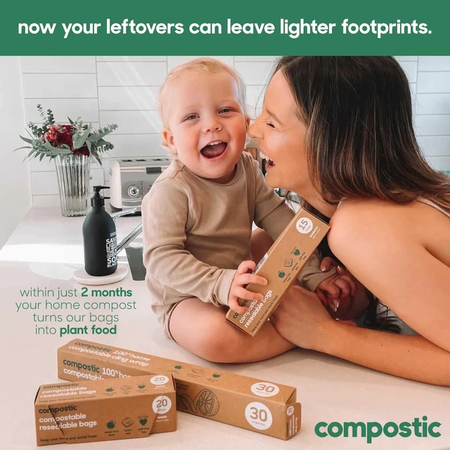 Alt view image 4 of 7 - Compostable XL Sandwich Bags (60 Count) Starter Pack Resealable Zip-Seal, Plant-Based, Home Compostable, Freezer & Microwave Safe, BPA-Free, Non-Toxic, GMO-Free Food Storage Bags