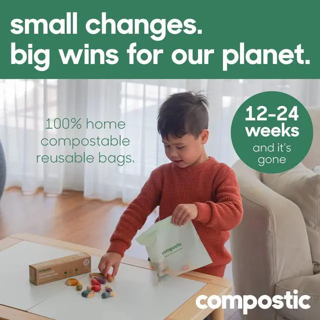 Alt view image 2 of 7 - Compostable XL Sandwich Bags (60 Count) Starter Pack Resealable Zip-Seal, Plant-Based, Home Compostable, Freezer & Microwave Safe, BPA-Free, Non-Toxic, GMO-Free Food Storage Bags