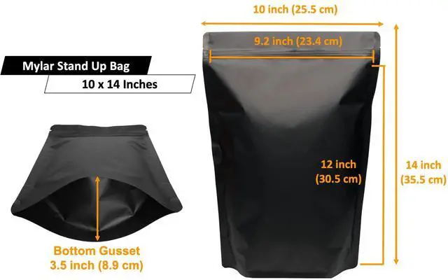 Alt view image 4 of 7 - 50 Pack 1 Gallon Matte Black Stand Up Food Storage Bags 5 Mil 10x14 Inches Resealable Food Storage Zipper Pouch Bag, Large Heat Sealable Plastic Foil Packaging Pouches