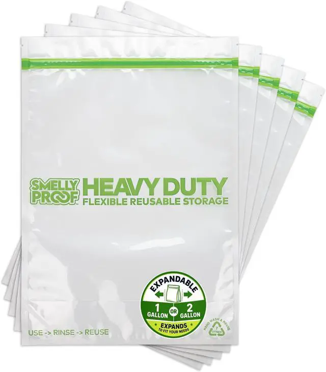 Main image of HEAVY DUTY Reusable STAND-UP Bags for Food Storage, USA Made, NO PEVA & BPA FREE, Reusable Freezer Bags, Dishwasher-Safe, Triple Zip, CLEAR 5-mils XXL 2-Gallon 12" x 16" - 5pk