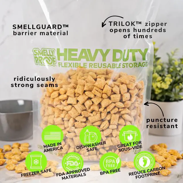 Alt view image 5 of 6 - HEAVY DUTY Reusable STAND-UP Bags for Food Storage, USA Made, NO PEVA & BPA FREE, Reusable Freezer Bags, Dishwasher-Safe, Triple Zip, CLEAR 5-mils XXL 2-Gallon 12" x 16" - 5pk