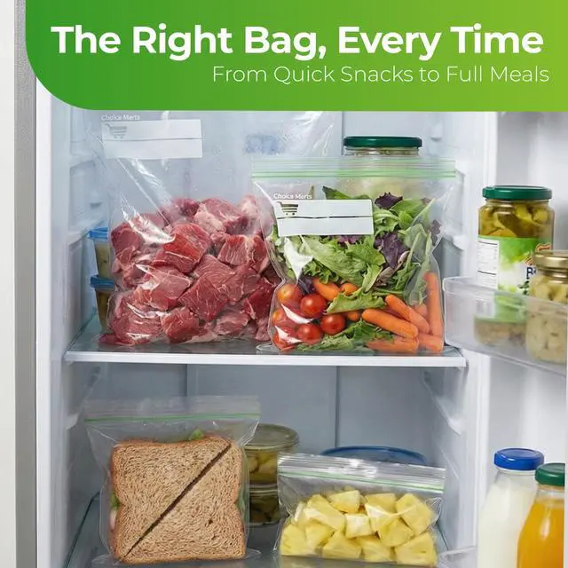 Alt view image 3 of 7 - Baggies Variety Size Pack 350 Count Food Storage Variety Pack with 50 Gallon Freezer Bags, 50 Quart Freezer Bags, 100 Sandwich Bags & 150 Snack Bags Heavy Duty Resealable Freezer Storage Bags