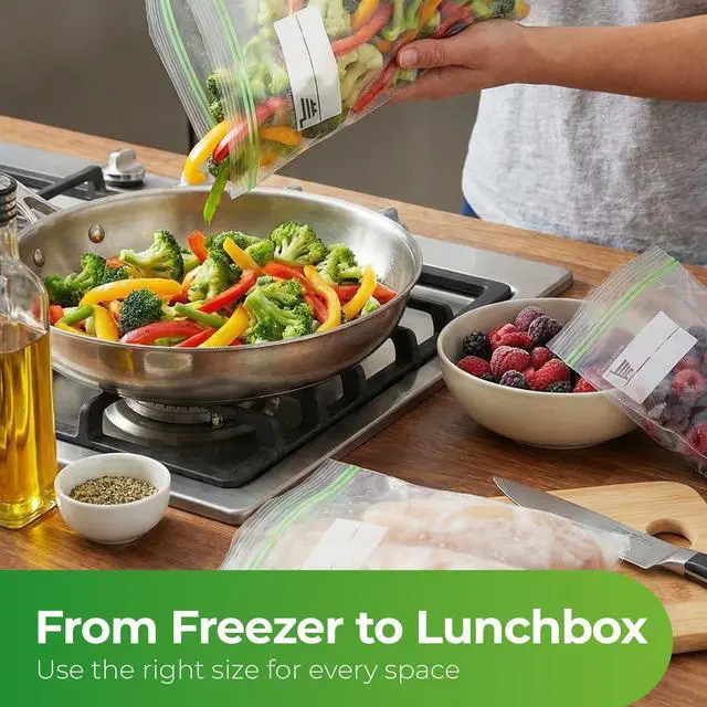 Alt view image 7 of 7 - Baggies Variety Size Pack 350 Count Food Storage Variety Pack with 50 Gallon Freezer Bags, 50 Quart Freezer Bags, 100 Sandwich Bags & 150 Snack Bags Heavy Duty Resealable Freezer Storage Bags
