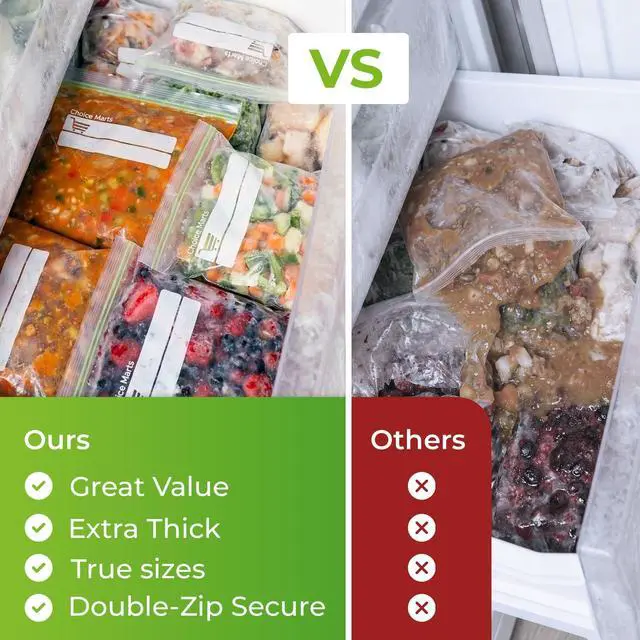 Alt view image 6 of 7 - Baggies Variety Size Pack 350 Count Food Storage Variety Pack with 50 Gallon Freezer Bags, 50 Quart Freezer Bags, 100 Sandwich Bags & 150 Snack Bags Heavy Duty Resealable Freezer Storage Bags