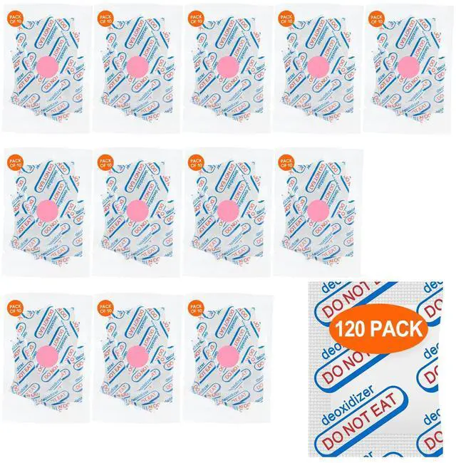 Main image of 120 Packs 500CC Food Grade Oxygen Absorbers (10 Pack in Individual Vacuum Bag ) , Oxygen Absorbers For Long Term Food Storage with Oxygen Indicator , Works in Mylar Bags, Mason Jars, and Vacuum Bags