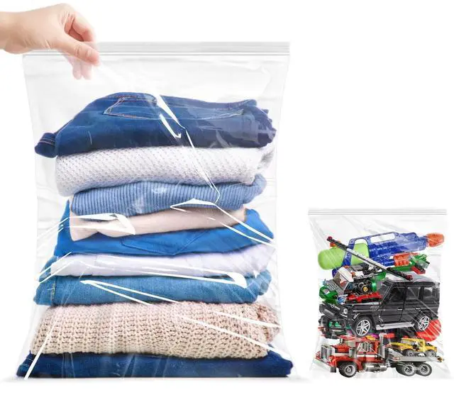 Main image of Storage Bags, Pack of 12, 5 Gallon Reclosable Food Storage Bag, Great Storage for Food, Clothing, Office Supplies & Travel Essential, 2 Mil Thick, Size 18"x 24"