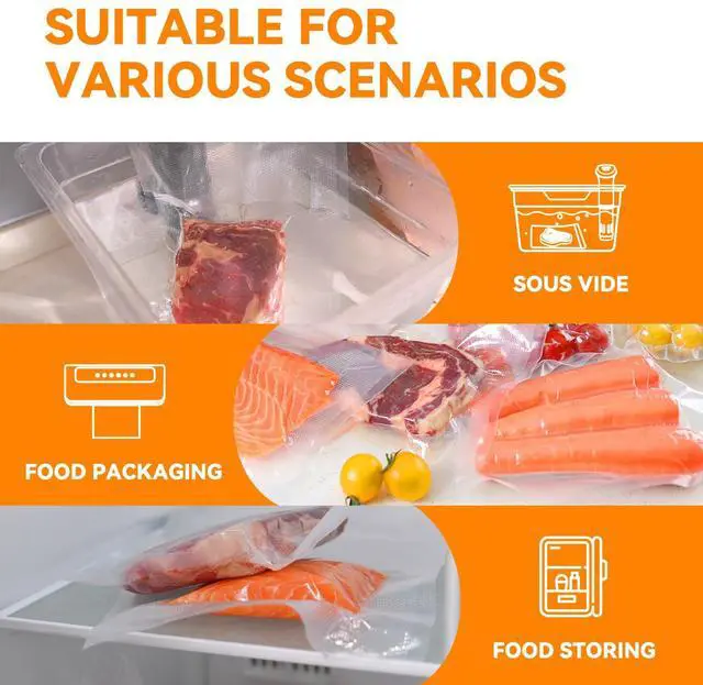 Alt view image 6 of 7 - 11" x 50' 3 Rolls, Vacuum Sealer Rolls Bags for Food, Great for Food Storage, Sous Vide and Meal Prep, Wevac Lite