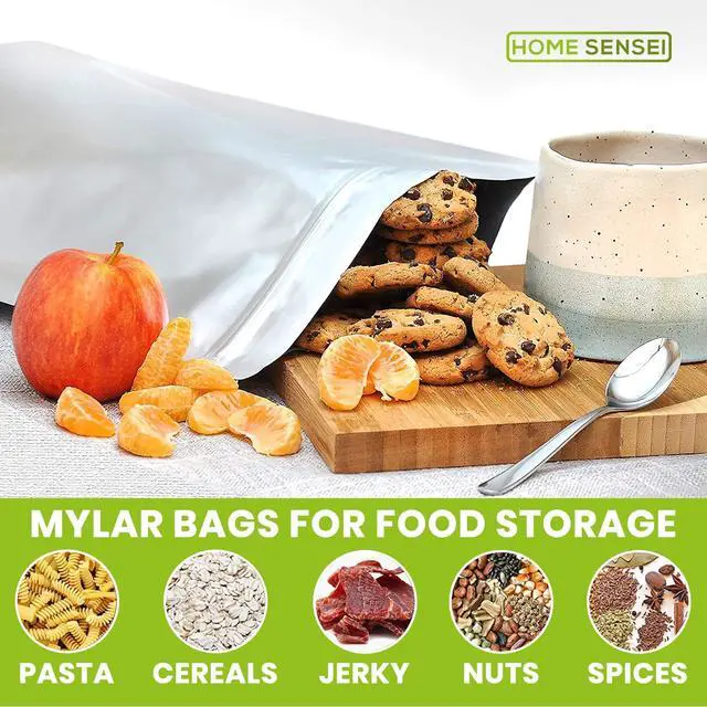 Alt view image 5 of 6 - 30 Mylar Bags for Food Storage 1 Gallon - Extra Thick 15 Mil - Long Term & Food Grade - Mylar Bags with Oxygen Absorbers 400ccResealable, Stand-up Gousset - Bolsas Mylar con Abosrbentes
