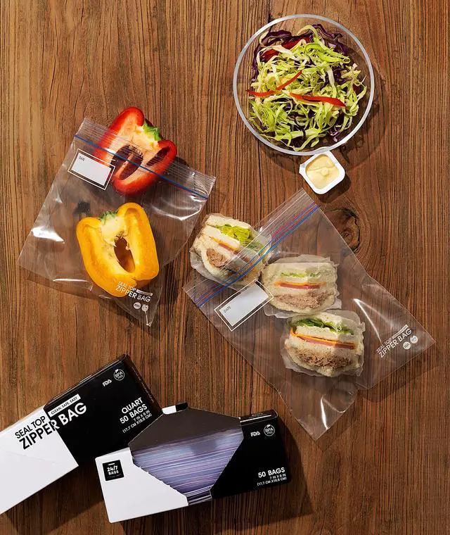 Alt view image 4 of 6 - Quart Zip Storage Bags, 200 Count, Double Zipper Seal, Easy Grip Open Tabs, Write-On Space, BPA-Free & Heavy Duty, Microwave Safe, Non-StandUp