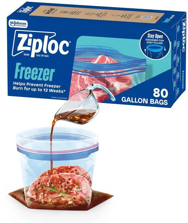 Main image of Gallon Food Storage Freezer Bags, Stand-Up Bottom, Easy to Fill, 80 Count