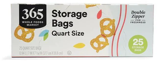 Main image of 365 by Whole Foods Market, Quart Size Storage Bags, Double Zipper, 25 Count
