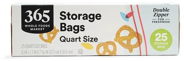 Alt view image 2 of 3 - 365 by Whole Foods Market, Quart Size Storage Bags, Double Zipper, 25 Count