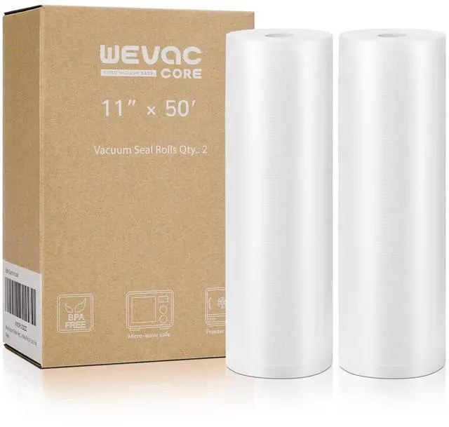 Main image of Vacuum Sealer Bags 11x50 Rolls 2 pack for Food Saver, Seal a Meal, Weston. Commercial Grade, BPA Free, Heavy Duty, Great for vac storage, Meal Prep or Sous Vide