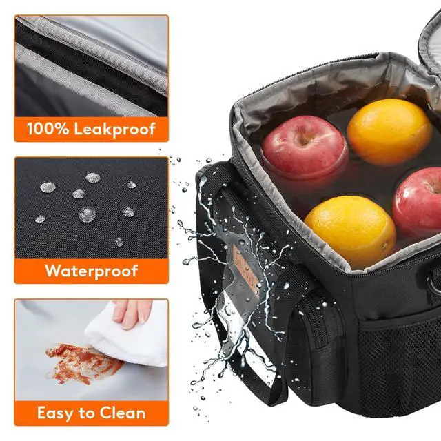 Alt view image 6 of 7 - Medium Lunch Bag, Insulated Lunch Box, Soft Cooler Cooling Tote for Adult Men Women, Black 12-Can (9L)