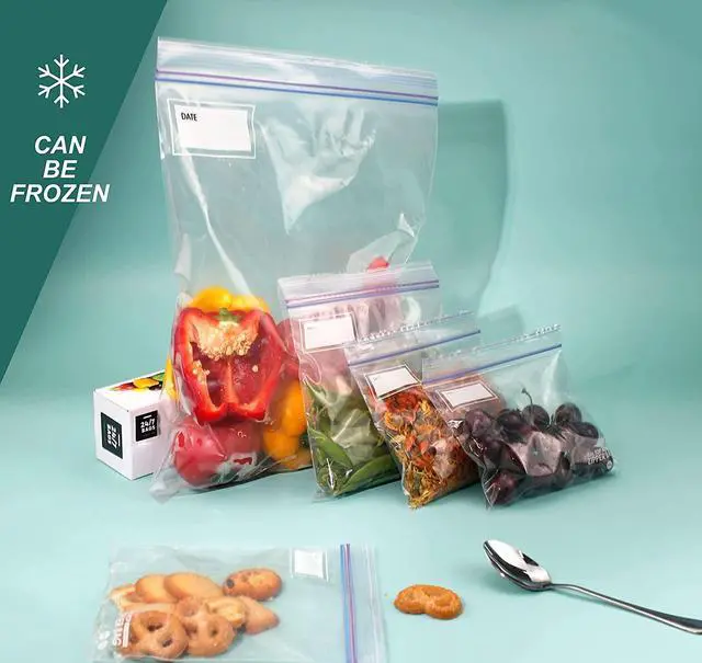 Alt view image 4 of 7 - Gallon Zip Storage Bags, 200 Count, Double Zipper Seal, Easy Grip Open Tabs, Write-On Space, BPA-Free & Heavy Duty, Microwave Safe, Non-StandUp
