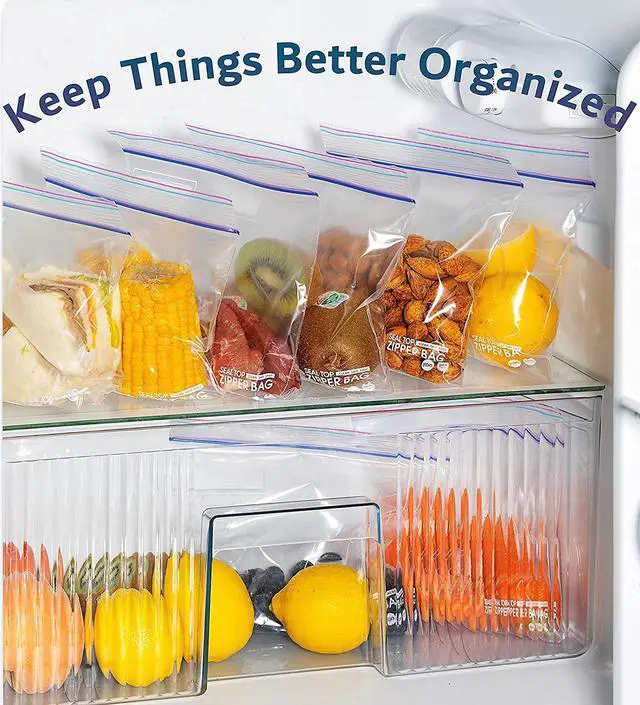 Alt view image 3 of 7 - Gallon Zip Storage Bags, 200 Count, Double Zipper Seal, Easy Grip Open Tabs, Write-On Space, BPA-Free & Heavy Duty, Microwave Safe, Non-StandUp