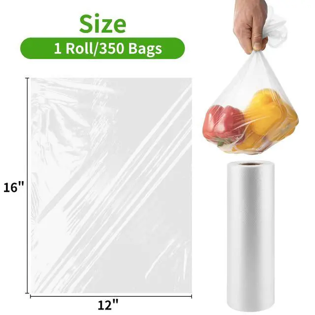 Alt view image 2 of 6 - 12×16 Clear Plastic Produce Bags Roll, Food Storage Bags for Bread, Vegetables, Fruits, Refrigerator Storage, Kitchen,350 Pcs/Roll.