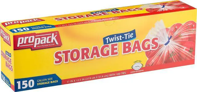 Main image of 1 Gallon Storage Bags with Twist Ties, 150 Count - Clear Plastic Food Storage Bags for Sandwiches, Snacks, Fruit, Produce & Freezer