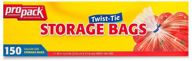 Alt view image 2 of 5 - 1 Gallon Storage Bags with Twist Ties, 150 Count - Clear Plastic Food Storage Bags for Sandwiches, Snacks, Fruit, Produce & Freezer