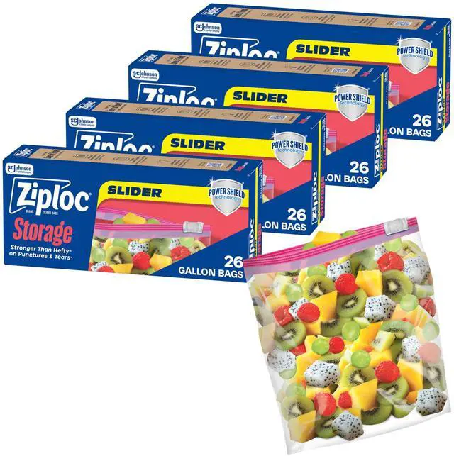 Main image of Gallon Food Storage Slider Bags, Durable, 104 Count