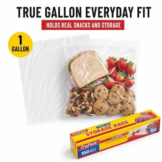 Alt view image 6 of 7 - 1 Gallon Storage Bags with Twist Ties, 600 Count - Clear Plastic Food Storage Bags for Sandwiches, Snacks, Fruit, Produce & Freezer