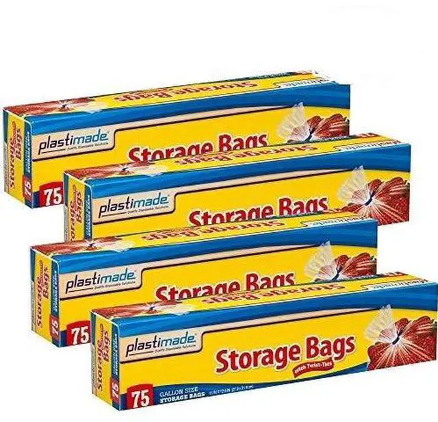 Main image of 1 Gallon Storage Bags with Twist Ties, 300 Count - Clear Plastic Food Storage Bags for Sandwiches, Snacks, Fruit, Produce & Freezer