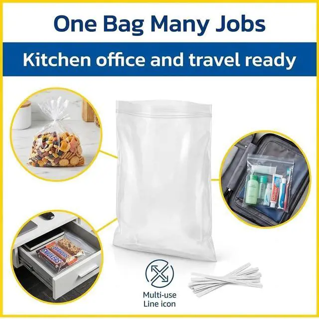 Alt view image 3 of 7 - 1 Gallon Storage Bags with Twist Ties, 300 Count - Clear Plastic Food Storage Bags for Sandwiches, Snacks, Fruit, Produce & Freezer