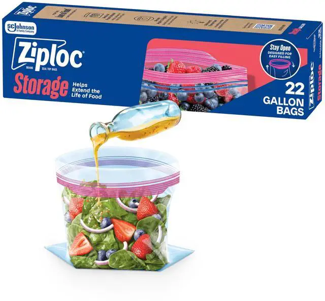 Main image of Gallon Food Storage Bags, Stand-Up Bottom, Easy to Fill, 22 Count