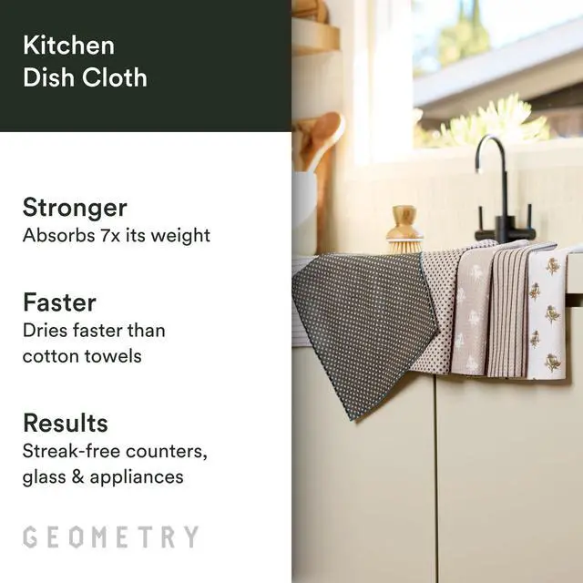 Alt view image 2 of 7 - Evergreen Collection Quick-Dry, Ultra-Absorbent, Reusable Microfiber Kitchen Towels for Drying & Cleaning - Willow Stone - 6 Pieces