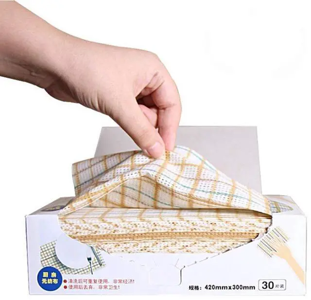 Alt view image 2 of 7 - Cleaning Towels Disposable Dish Cloths Nonstick Fiber Reusable Handy Wipes House Kitchen Cleaning Cloth Wiping Rags Placemats Absorbent Dry Quickly, A Box of 30 Pcs