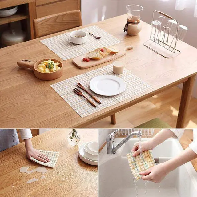 Alt view image 4 of 7 - Cleaning Towels Disposable Dish Cloths Nonstick Fiber Reusable Handy Wipes House Kitchen Cleaning Cloth Wiping Rags Placemats Absorbent Dry Quickly, A Box of 30 Pcs