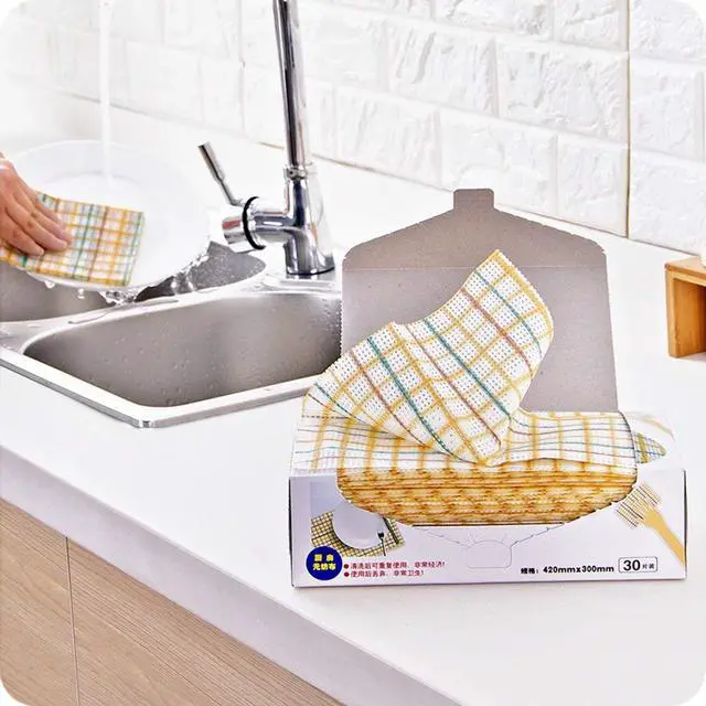 Alt view image 7 of 7 - Cleaning Towels Disposable Dish Cloths Nonstick Fiber Reusable Handy Wipes House Kitchen Cleaning Cloth Wiping Rags Placemats Absorbent Dry Quickly, A Box of 30 Pcs