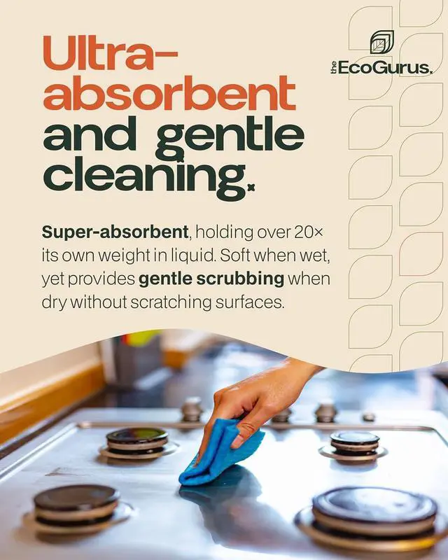 Alt view image 2 of 7 - Premium Swedish Dishcloths for Kitchen (10 x Assorted) Multi-Surface, Cellulose & Cotton, Original Made in Sweden - Eco-Friendly, Reusable, Absorbent, No Odor, Cellulose Sponge Cloths