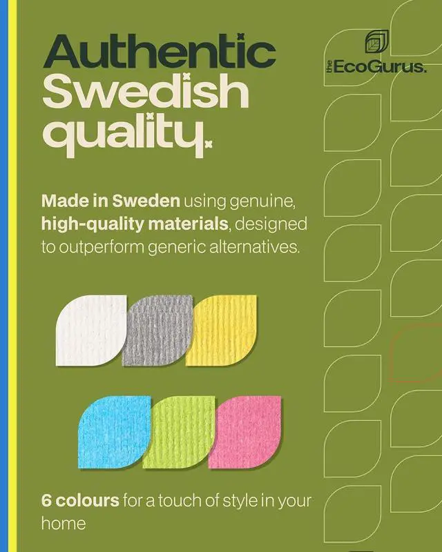 Alt view image 4 of 7 - Premium Swedish Dishcloths for Kitchen (10 x Assorted) Multi-Surface, Cellulose & Cotton, Original Made in Sweden - Eco-Friendly, Reusable, Absorbent, No Odor, Cellulose Sponge Cloths