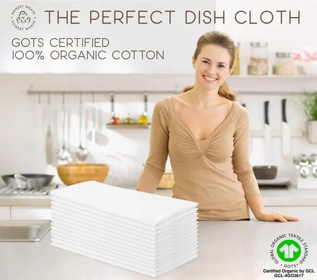 Alt view image 5 of 7 - GOTS Certified 100% Organic Flour Sack Cotton Kitchen Hand and Dish Towel Sets - Extra Large 27x27 inches, Fully Hemmed, 12-Pack, Natural Tan