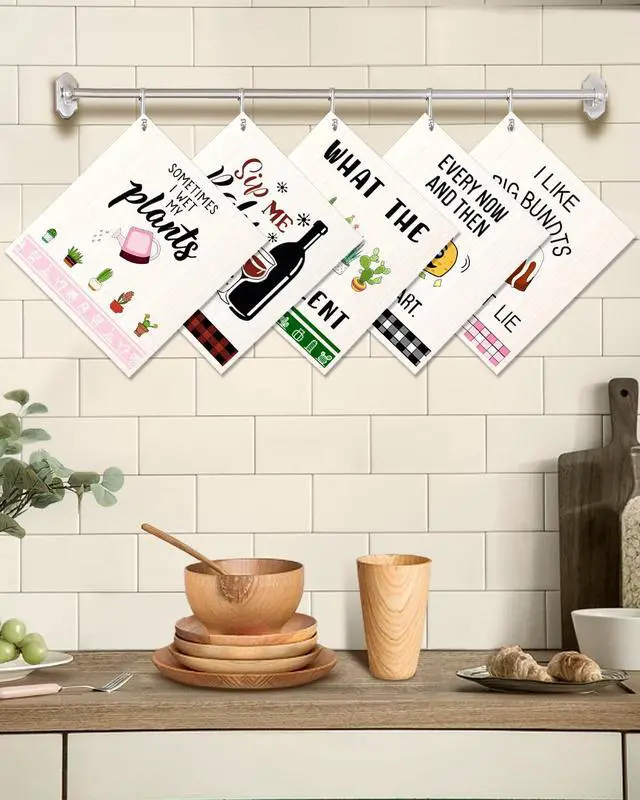 Alt view image 5 of 6 - Swedish Dishcloths for Kitchen - 5 Pack Reusable Dish Cloths for Washing Dishes Absorbent Cute Funny Kitchen Towels Cleaning Sponge, Funny Kitchen