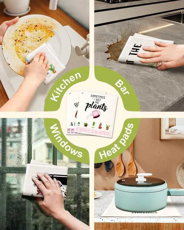 Alt view image 6 of 6 - Swedish Dishcloths for Kitchen - 5 Pack Reusable Dish Cloths for Washing Dishes Absorbent Cute Funny Kitchen Towels Cleaning Sponge, Funny Kitchen
