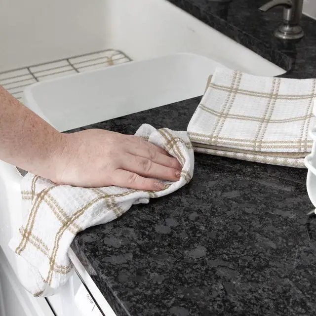 Alt view image 4 of 6 - Premium Waffle Dish Cloths: Highly Absorbent, Super Soft Long Lasting - 100% Cotton, 12"x13" Towel for Cleaning & Drying, (4-Pack), Sand