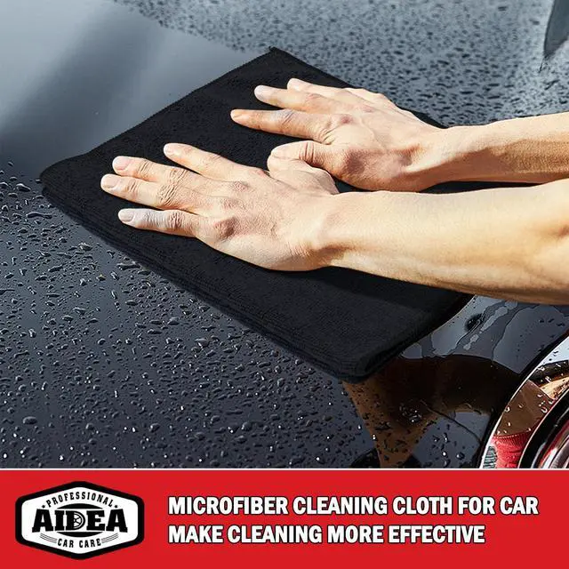 Alt view image 2 of 7 - Microfiber Cleaning Cloth 12 Pack, Microfiber Towels for Cars, Soft & Absorbent Cleaning Rags, Premium Lint Free Shop Towels for House, Kitchen, Car, 12inx16in, Black