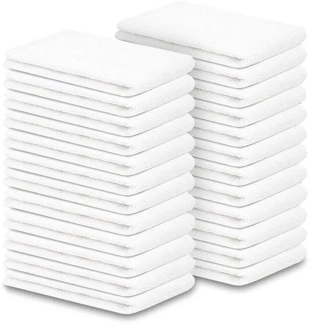Main image of Terry Bar Mop Towels - 24 Pack (14"x17") White Cotton Terry Cloths, Super Absorbent Cleaning Rags, Reusable Bar Mop Towels for Kitchen, Garage, Salon, Spa & Commercial Use