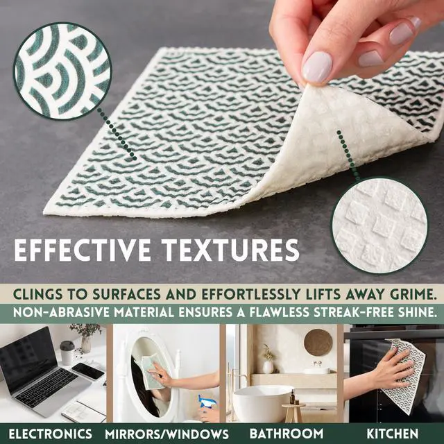 Alt view image 3 of 7 - Swedish Dishcloths for Kitchen | 5 Pack Reusable Paper Towels | Washable | Swedish Dish Towels | Non-Scratch Cellulose Sponge Cloths | No Odor, Biodegradable Cleaning Cloths (Earthy)