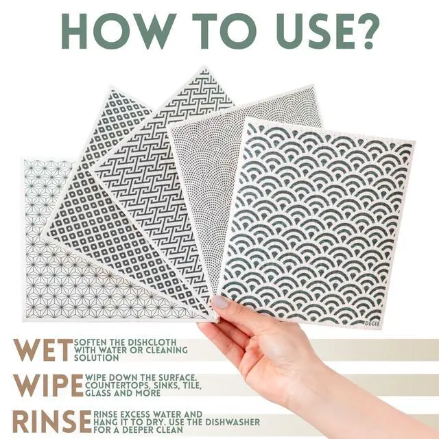 Alt view image 5 of 7 - Swedish Dishcloths for Kitchen | 5 Pack Reusable Paper Towels | Washable | Swedish Dish Towels | Non-Scratch Cellulose Sponge Cloths | No Odor, Biodegradable Cleaning Cloths (Earthy)