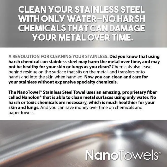 Alt view image 5 of 7 - Stainless Steel Cleaner | The Amazing Chemical Free Stainless Steel Cleaning Reusable Wipe Cloth | Kid & Pet Safe | Grey 7x16 (1 pc)