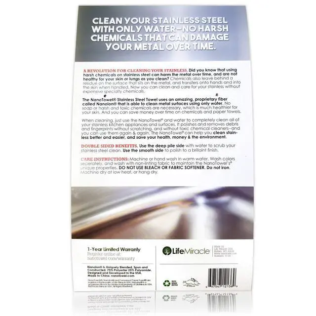 Alt view image 7 of 7 - Stainless Steel Cleaner | The Amazing Chemical Free Stainless Steel Cleaning Reusable Wipe Cloth | Kid & Pet Safe | Grey 7x16 (1 pc)