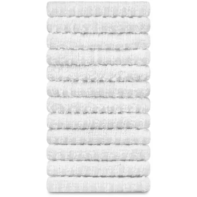 Alt view image 3 of 7 - 12 Pack 100% Cotton Kitchen Towels for Cleaning, 12 x 12 inch, Ultra Absorbent Bar Mops, Heavy Duty, Quick Dry, Machine Washable Dish Towels, Multi-Purpose Cleaning Supplies, White (12 Pack)